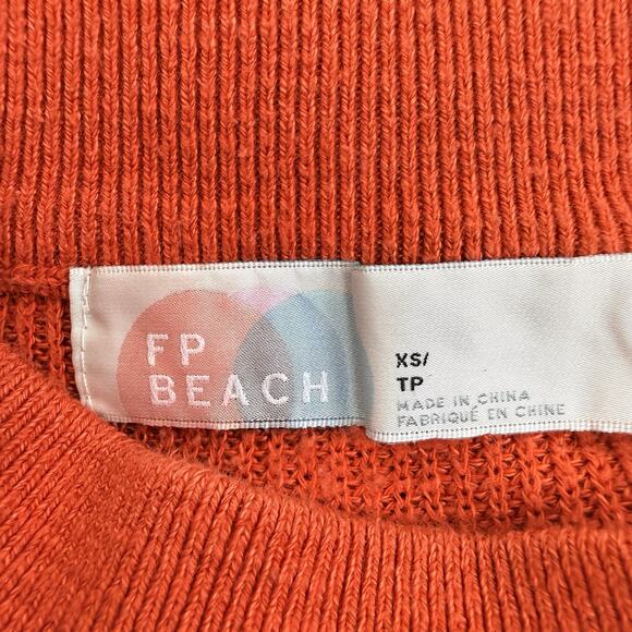 Free People Malibu‎ Surf Sweater XS Oversized Red Orange Fall Slouchy Relaxed - Picture 10 of 16